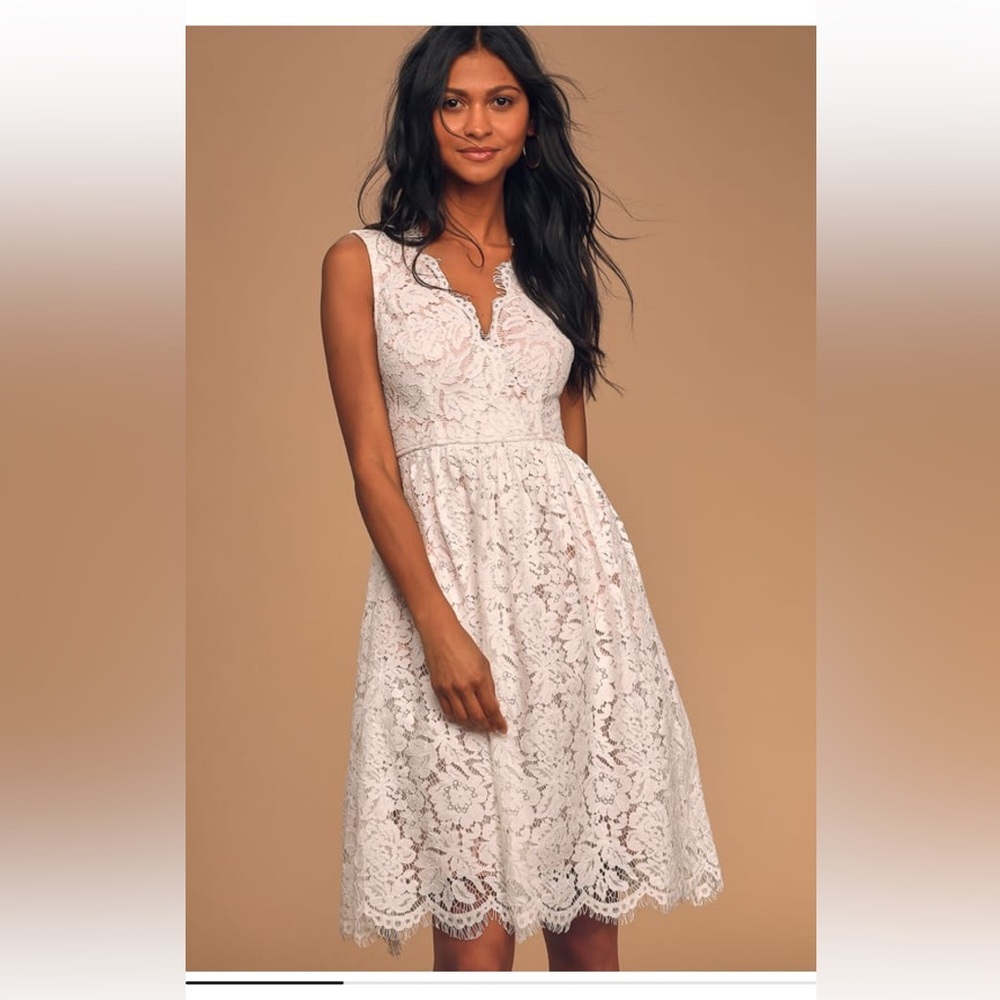 Lulu's Love Swept White Lace Dress - Picture 1 of 5